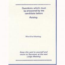 West End Working Raising Card