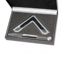 Boxed Set Of Square & Compasses Silverplated