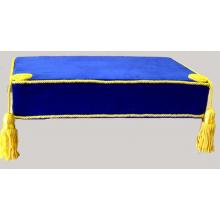 Bible Cushion Blue Velvet Yellow Trimmed
